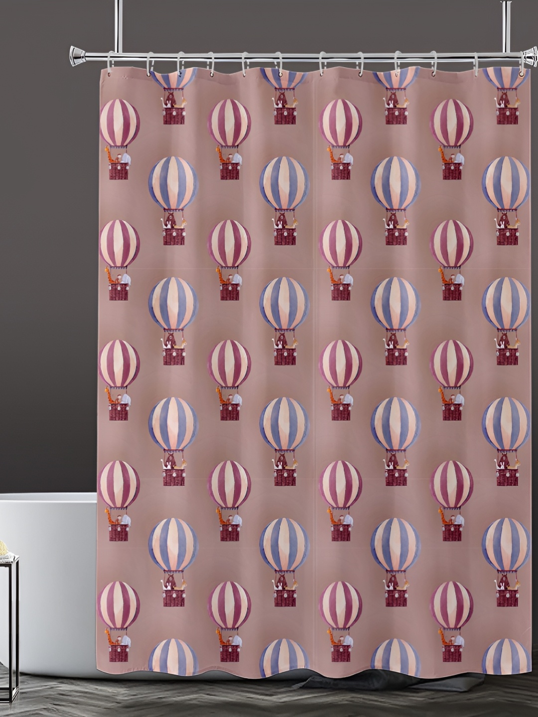 

Lushomes Pink & Blue Printed Shower Curtains