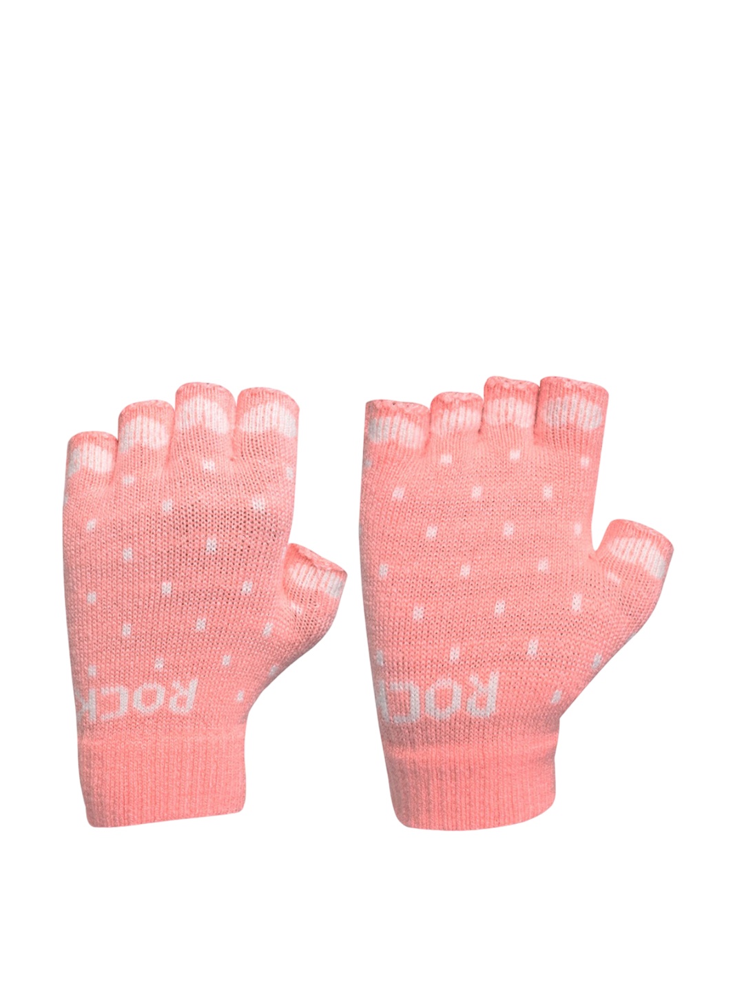 

LOOM LEGACY Women Patterned Acrylic Fingerless Gloves, Pink