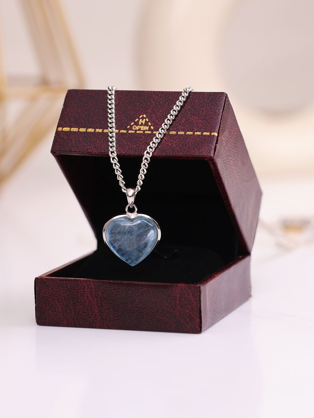 

Shubhanjali Heart Shaped Pendants with Chains, Blue