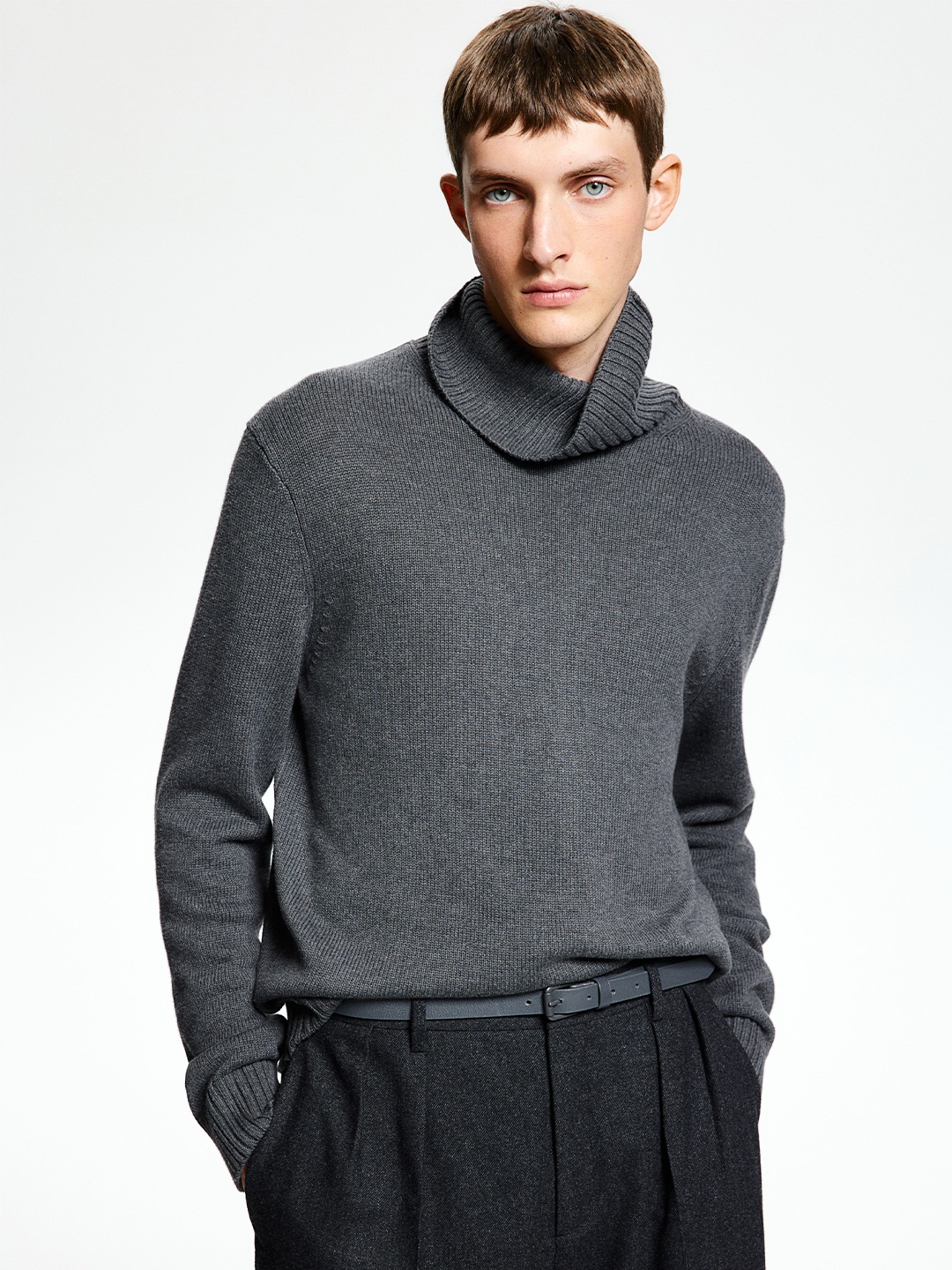 

H&M Men Turtleneck Jumper, Grey