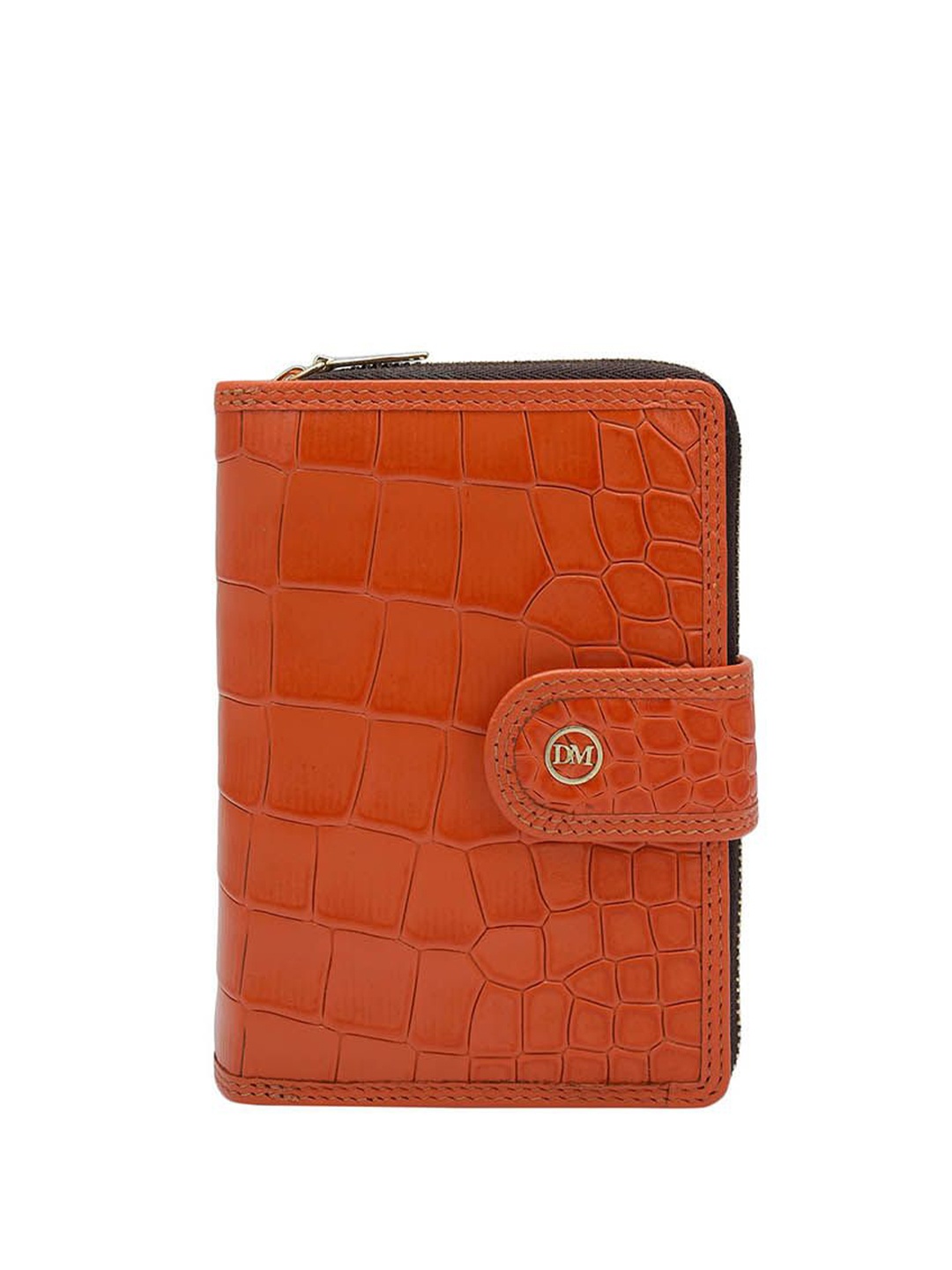 

Da Milano Women Textured Leather Zip Around Wallet, Orange