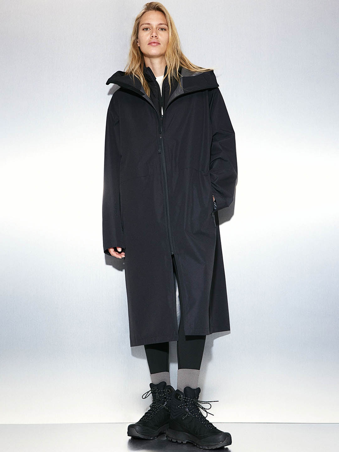 

H&M Loose Fit Rain Parka In Storm Move, Black