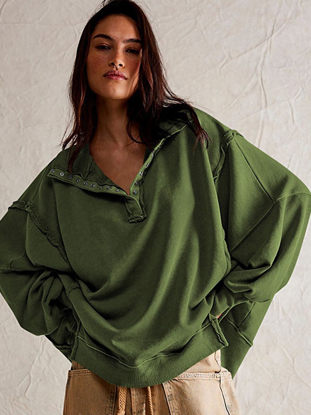 

LULU & SKY Long Sleeve Oversize Fit Sweatshirt, Green