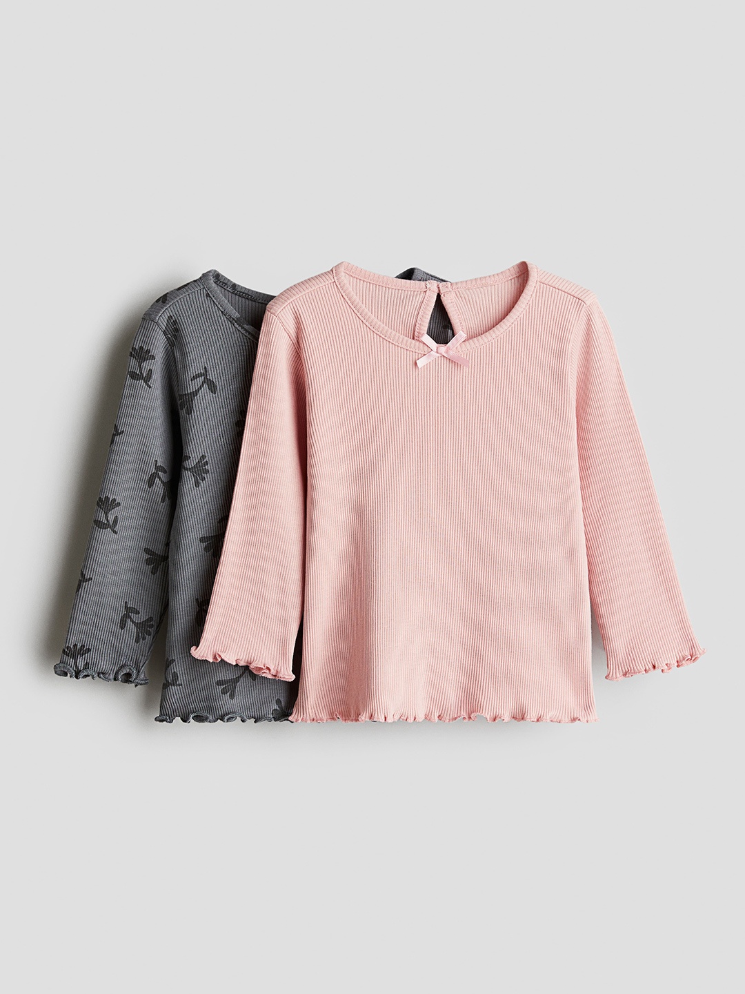 

H&M Infants Girls 2-Pack Ribbed Jersey Tops, Pink