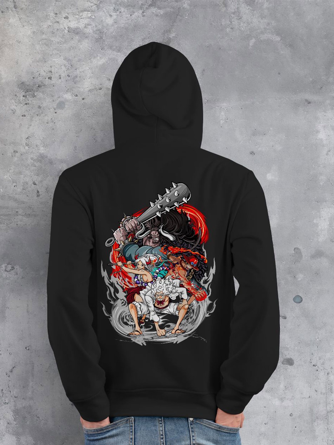 

fanideaz Men Printed Hooded Sweatshirt, Black