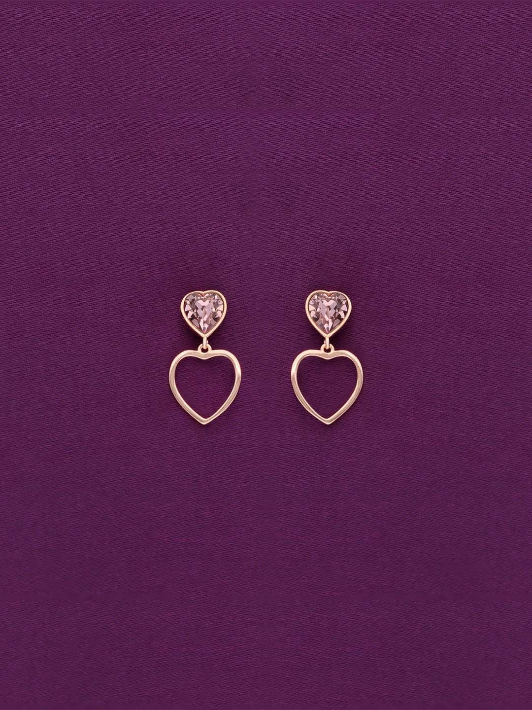 

KAI JEWEL 925 Sterling Silver Rose Gold-Plated CZ Studded Contemporary Drop Earrings