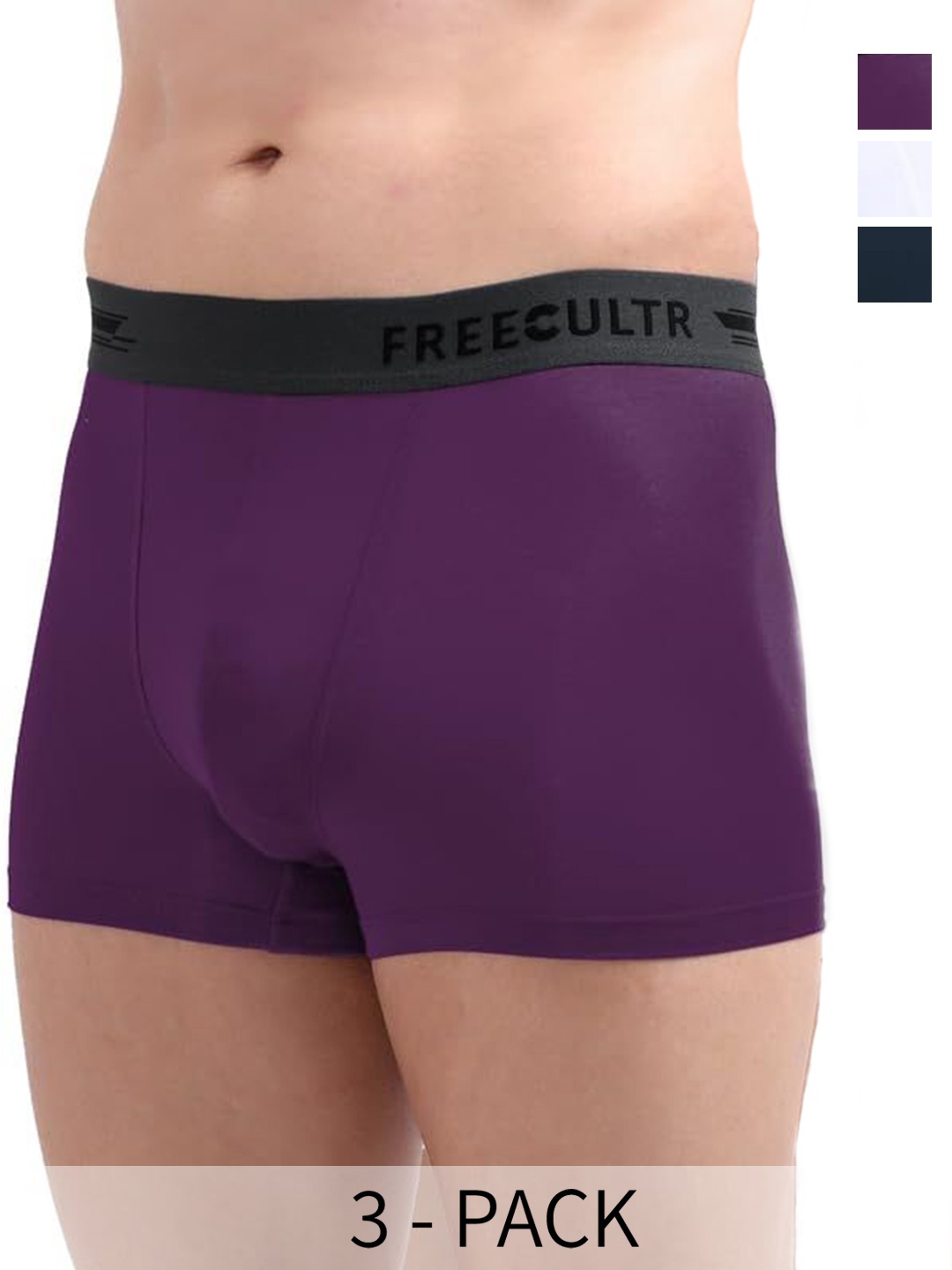

FREECULTR Pack Of 3 Anti Bacterial Micromodal Trunk, Purple