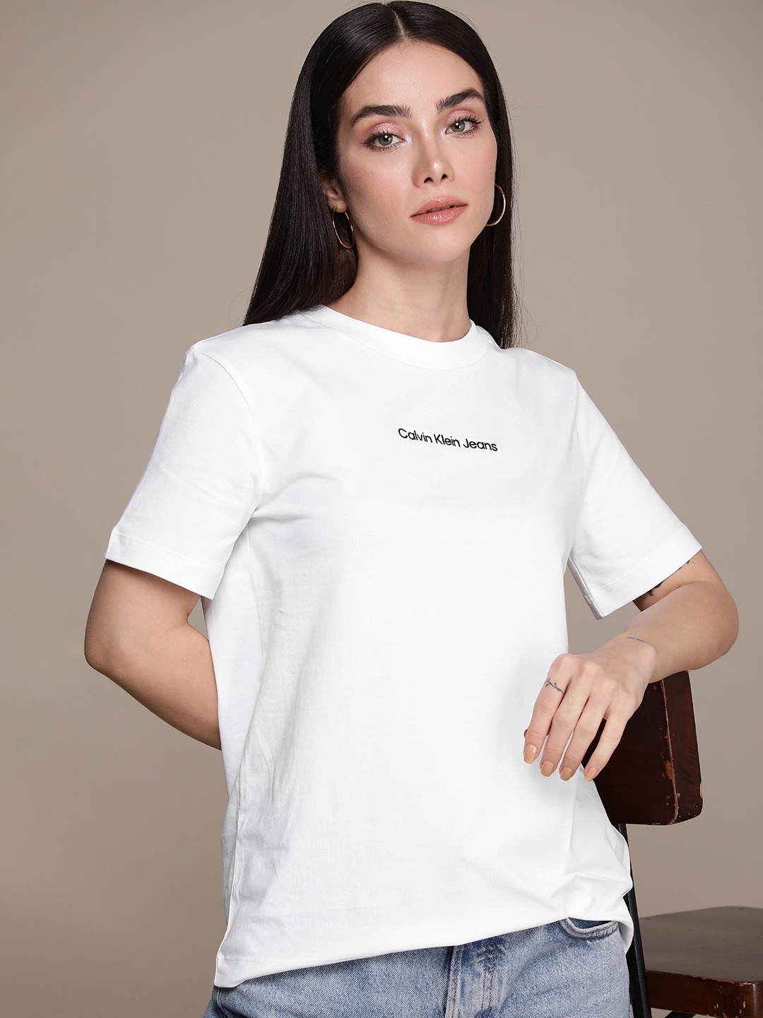 

Calvin Klein Jeans Round Neck Pure Cotton T-shirt, White