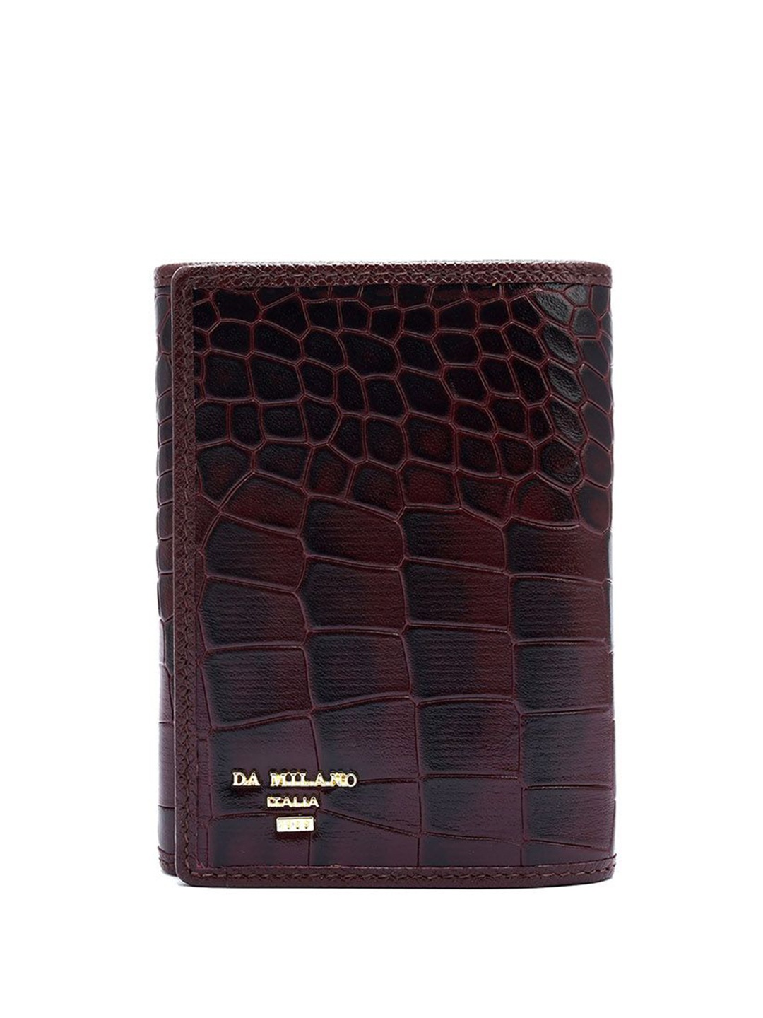 

Da Milano Women Textured Leather Three Fold Wallet, Burgundy