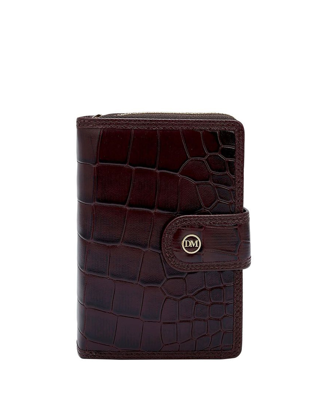 

Da Milano Women Textured Leather Zip Around Wallet, Burgundy