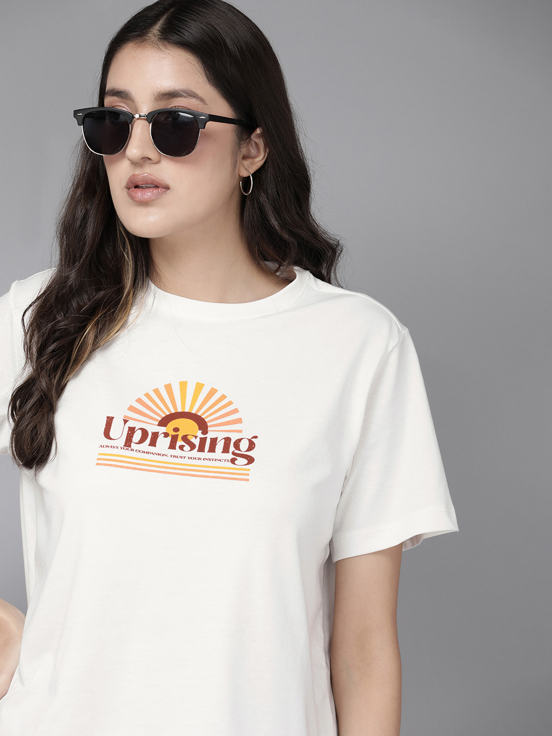 

The Roadster Life Co. Graphic Printed Pure Cotton T-shirt, White