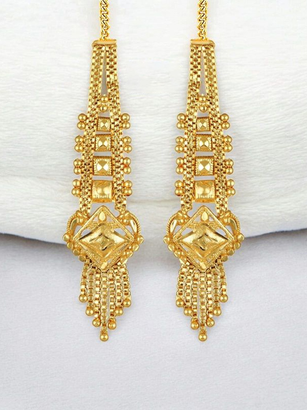 

Vighnaharta Gold-Plated Dome Shaped Sizzling Glittering Jhumkas