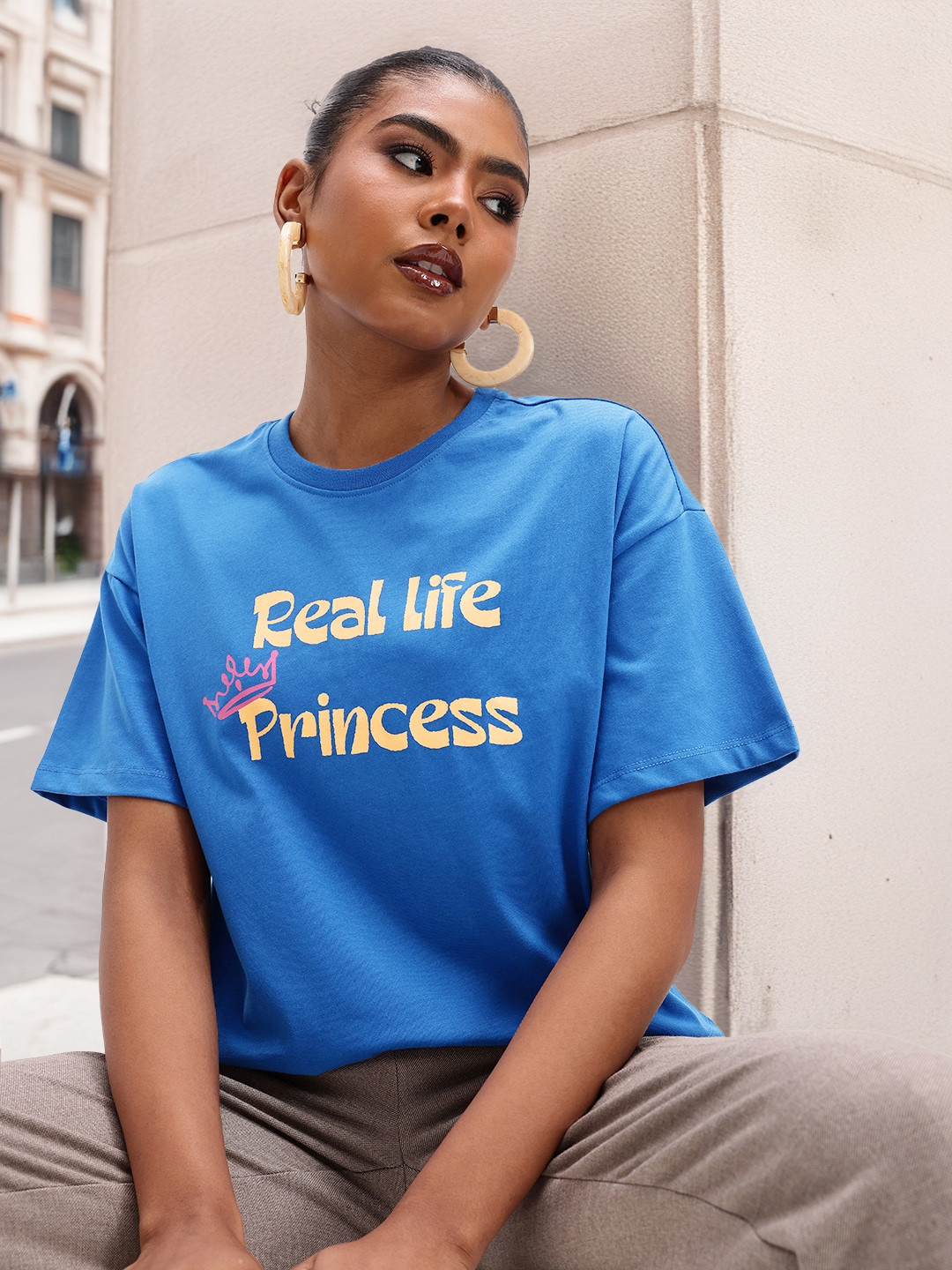 

DressBerry Believe In Fairytale Printed Boxy T-shirt, Blue