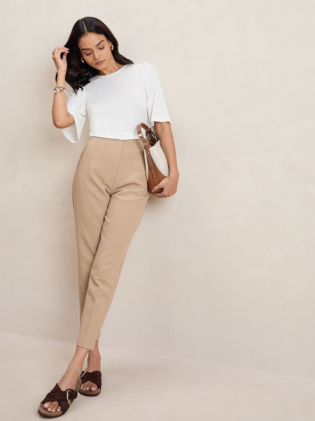 

FEMMELLA Women Flared Sleeve Top, White