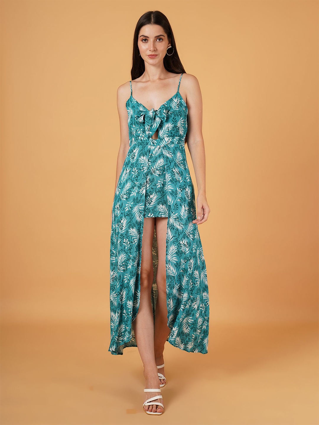 

IX IMPRESSION Printed Culotte Jumpsuit, Green