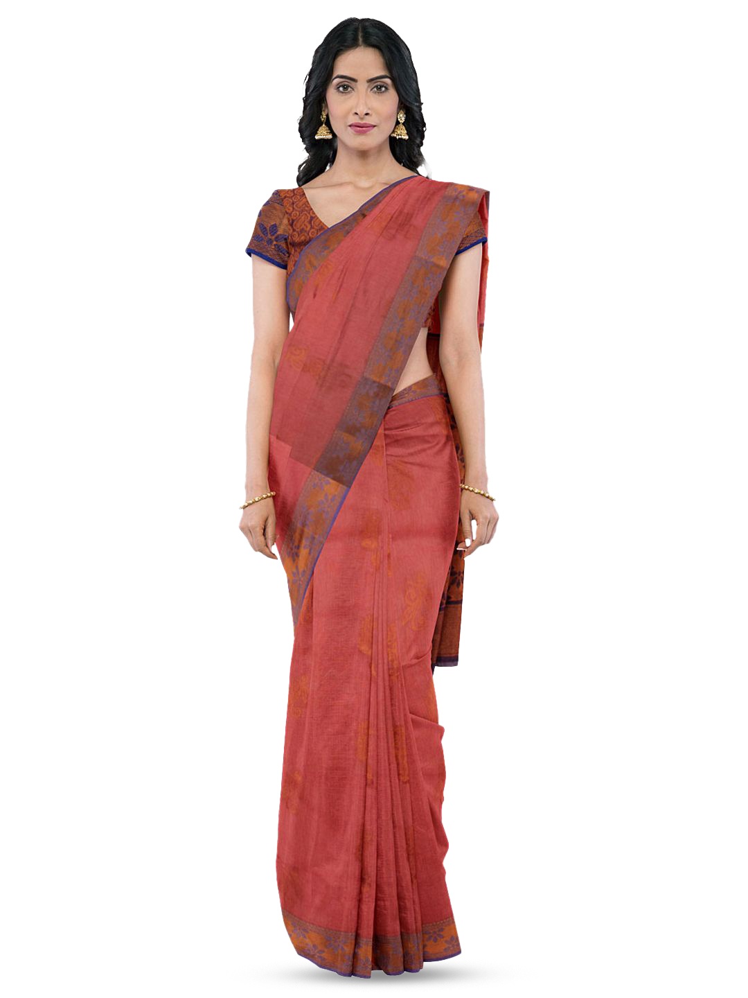 

Avishya Woven Design Zari Pure Cotton Saree, Peach