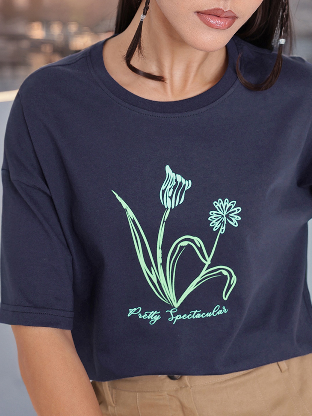 

DressBerry Normcore Nostalgia Printed Round Neck T-Shirt, Blue