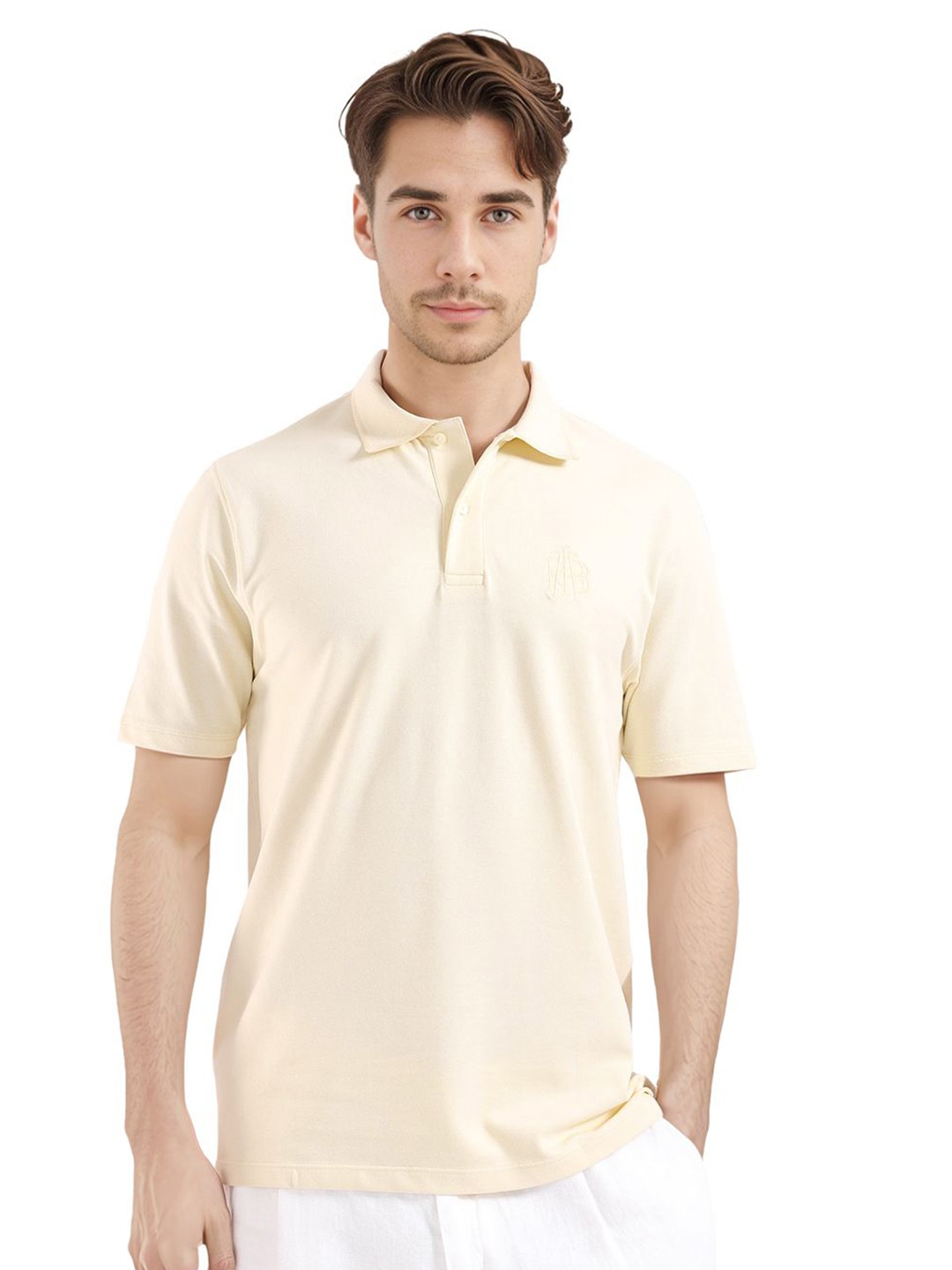 

RARE RABBIT Men Solid Polo Collar Cotton T-shirt, Yellow