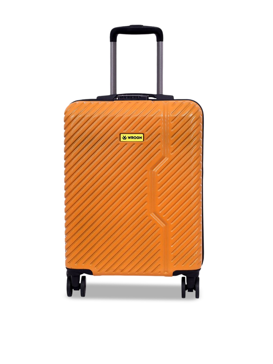 

WROGN Striped Hard-Sided Cabin Trolley Bag, Orange