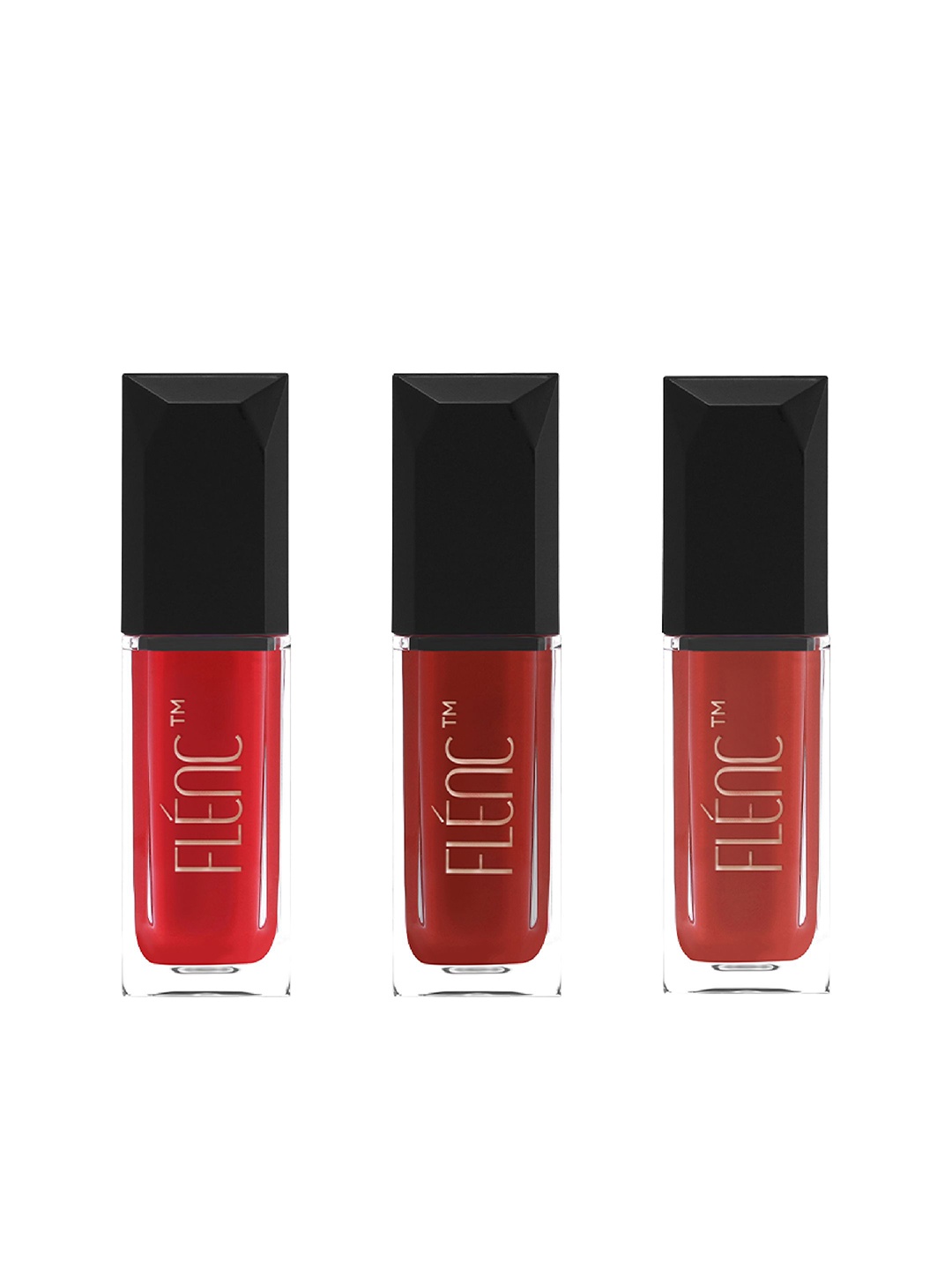 

FLENC 3Pc Cryla Smudge-Proof Velvet Matte Liquid Lipstick- Barcelona- Kuwait - Sydney, Red