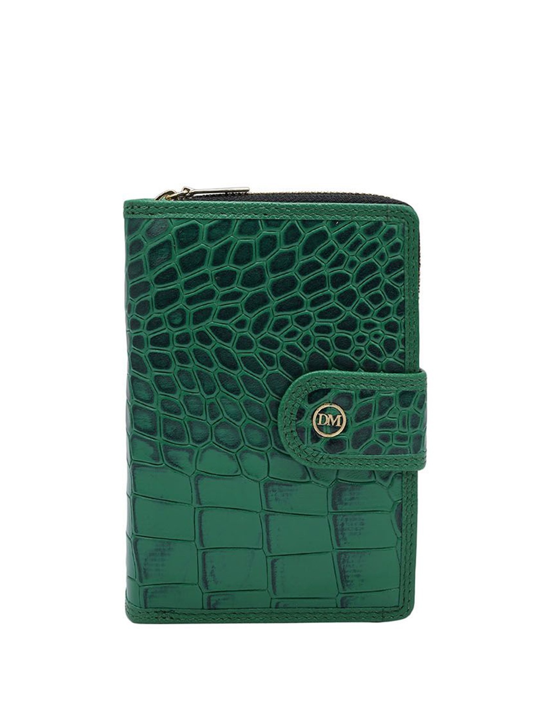 

Da Milano Women Textured Leather Zip Around Wallet, Green