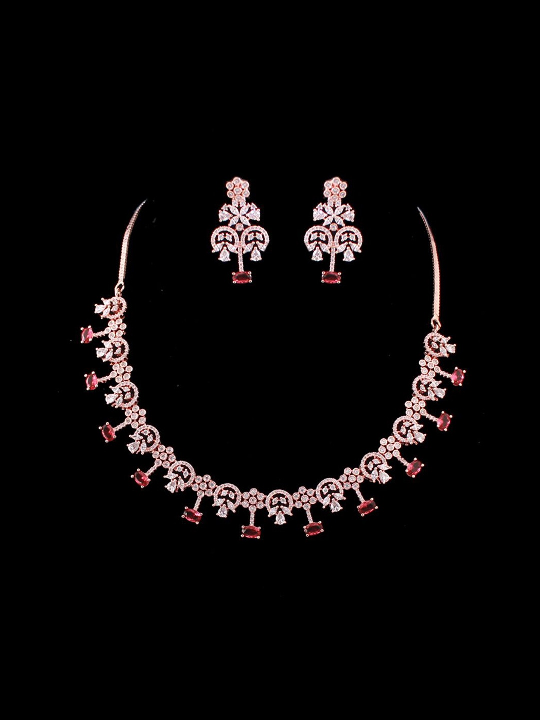 

Mirana Rose Gold-Plated Cubic Zirconia Studded Jewellery Set