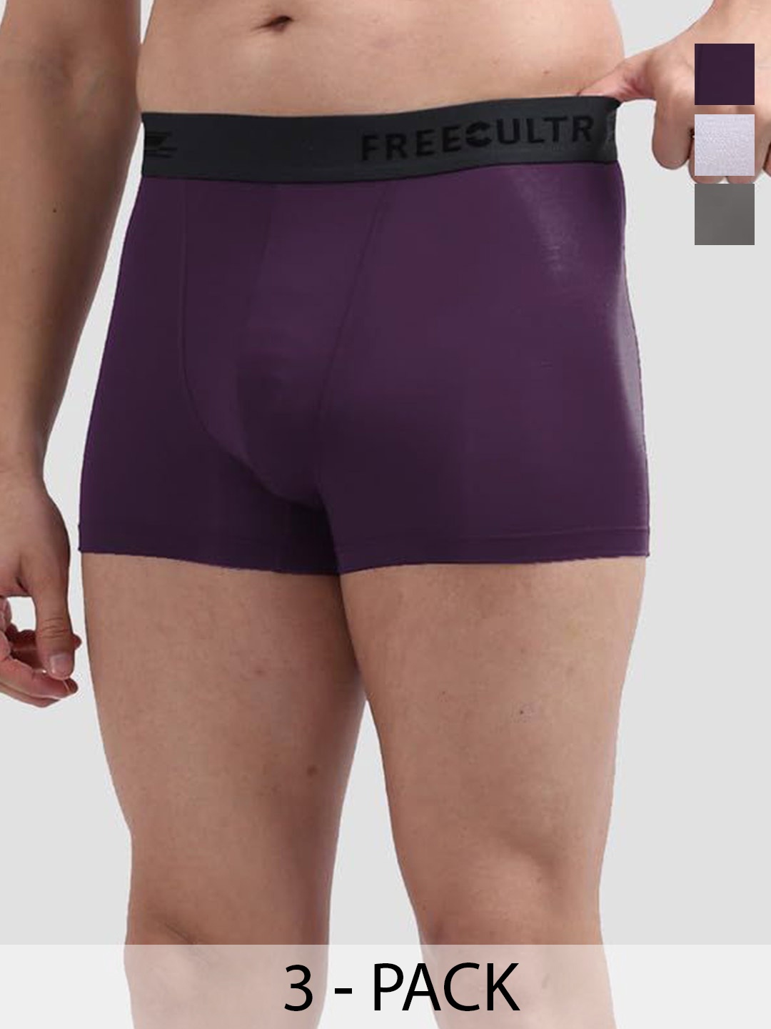 

FREECULTR Pack Of 3 Anti Bacterial Trunks, Purple