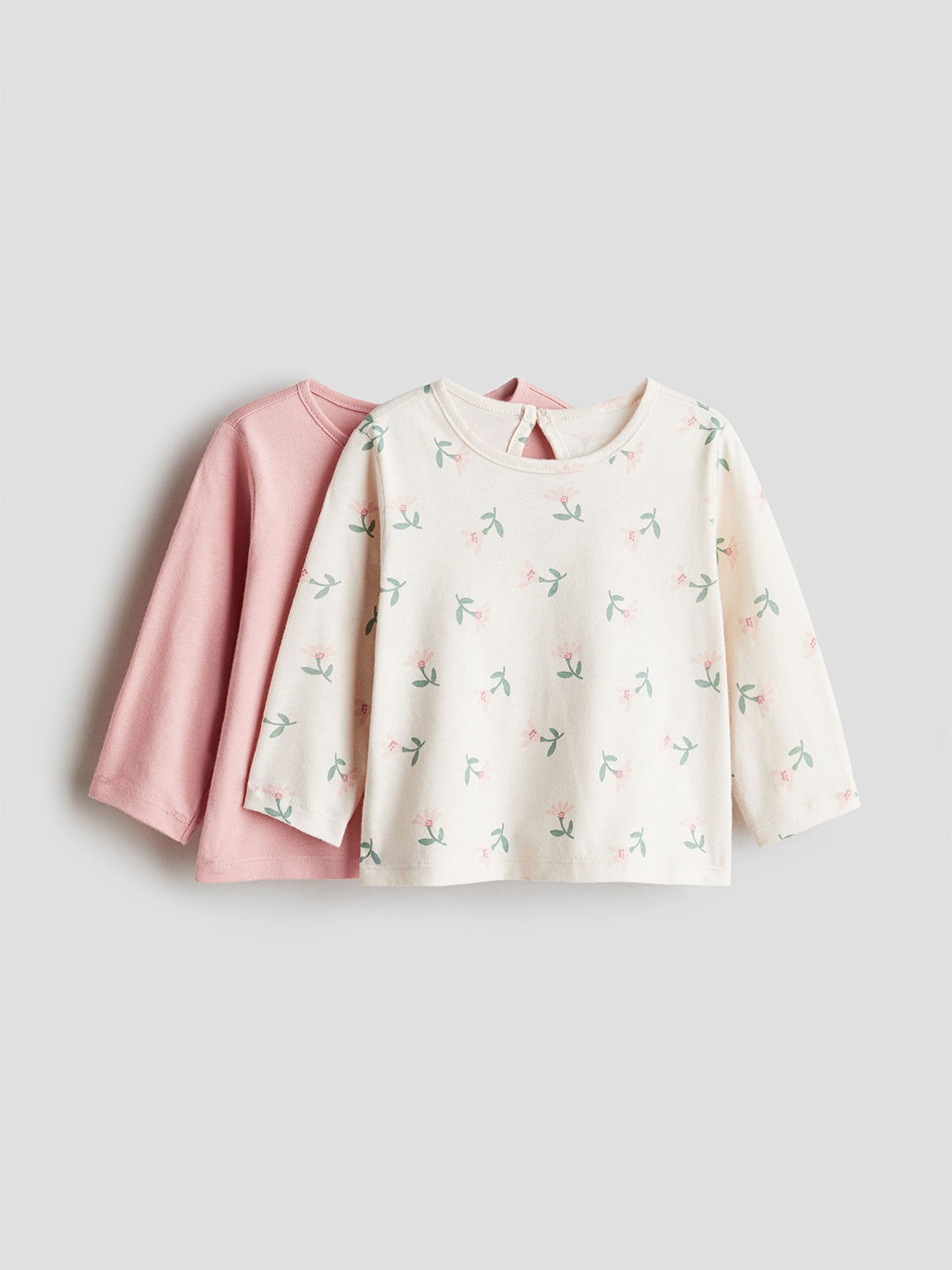 

H&M Girls Pack Of 2 Long-Sleeved Cotton Tops, Pink