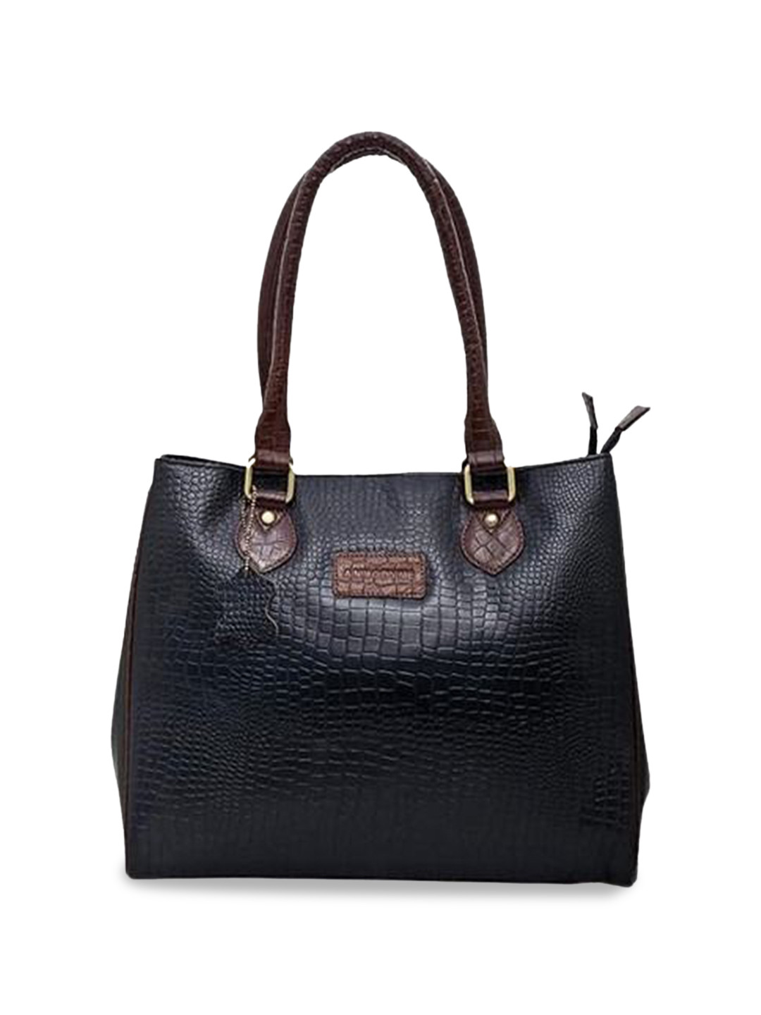 

ANNODYNE Women Textured Structured Leather Shoulder Bag, Black