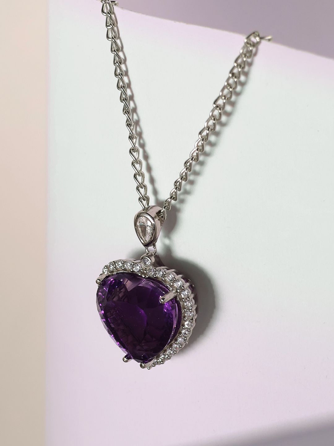 

Shubhanjali Heart Shaped Pendants with Chains, Purple