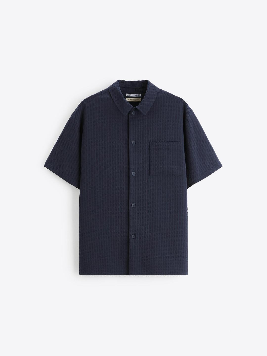 

ZARA Men Navy Blue Shirts
