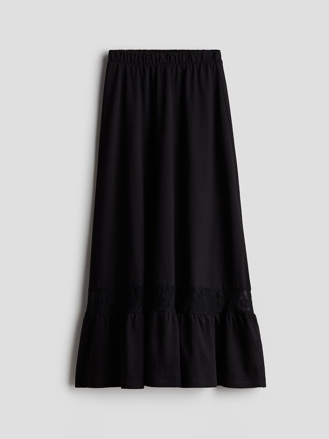 

H&M Girls Pure Cotton Lace-Detail Skirt, Black