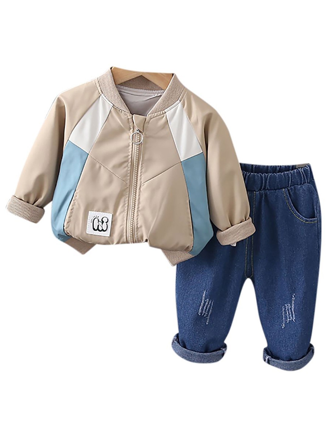 

StyleCast x Revolte Boys Colourblocked V-Neck Coat with Trouser, Khaki