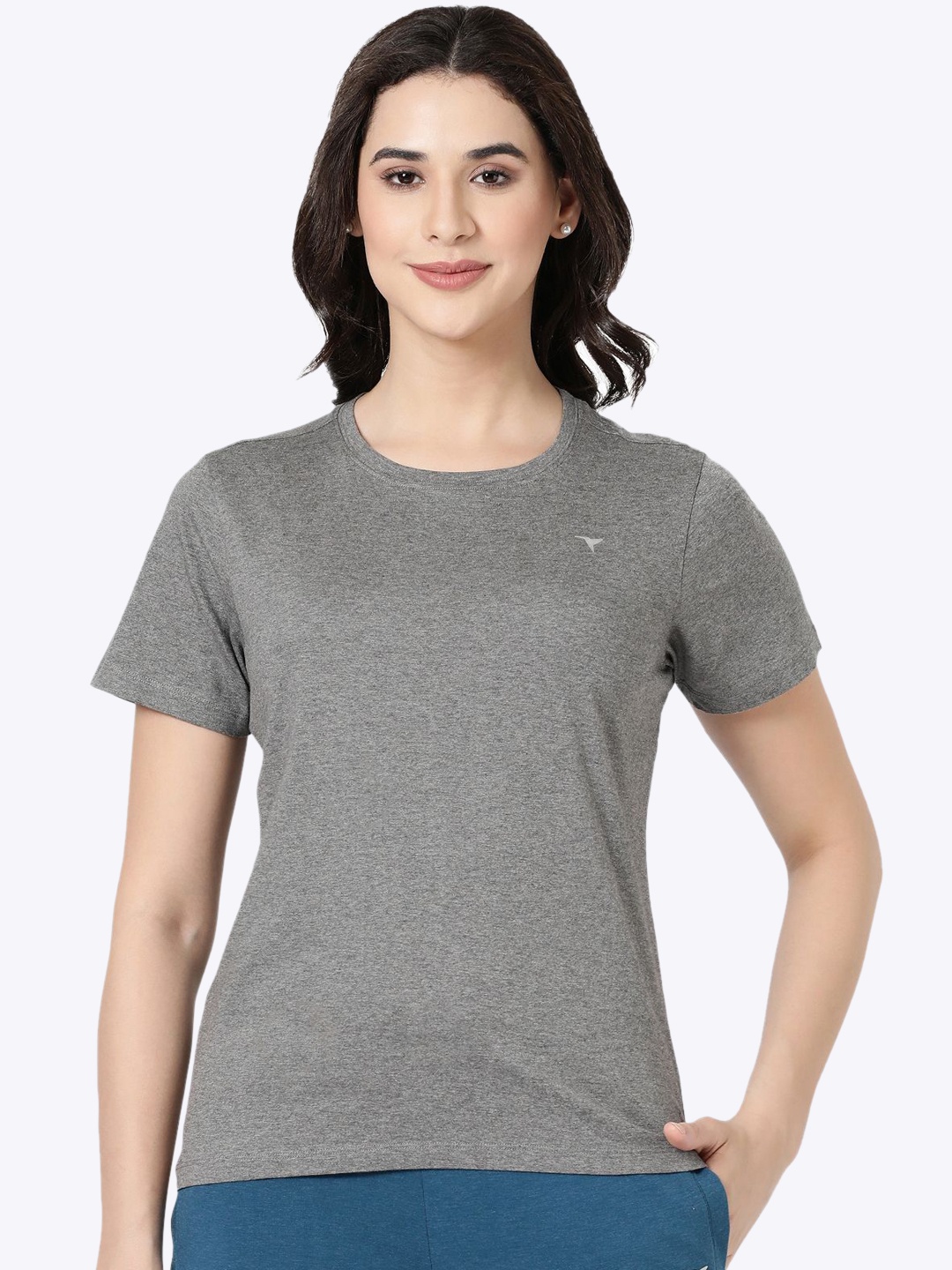 

BLOSSOM Women Cotton Lounge T-Shirt, Grey melange