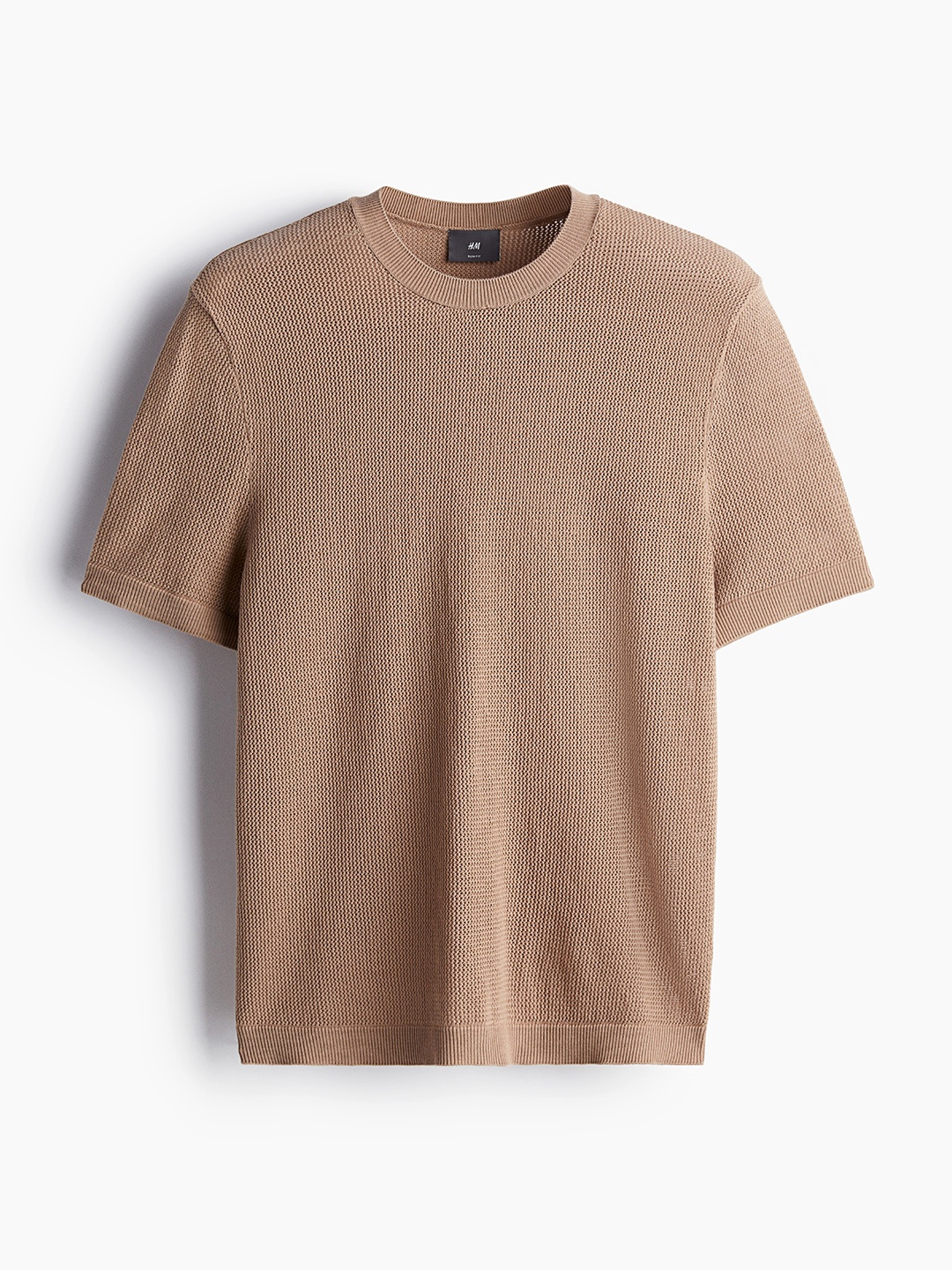 

H&M Slim Fit Woven T-shirt, Beige