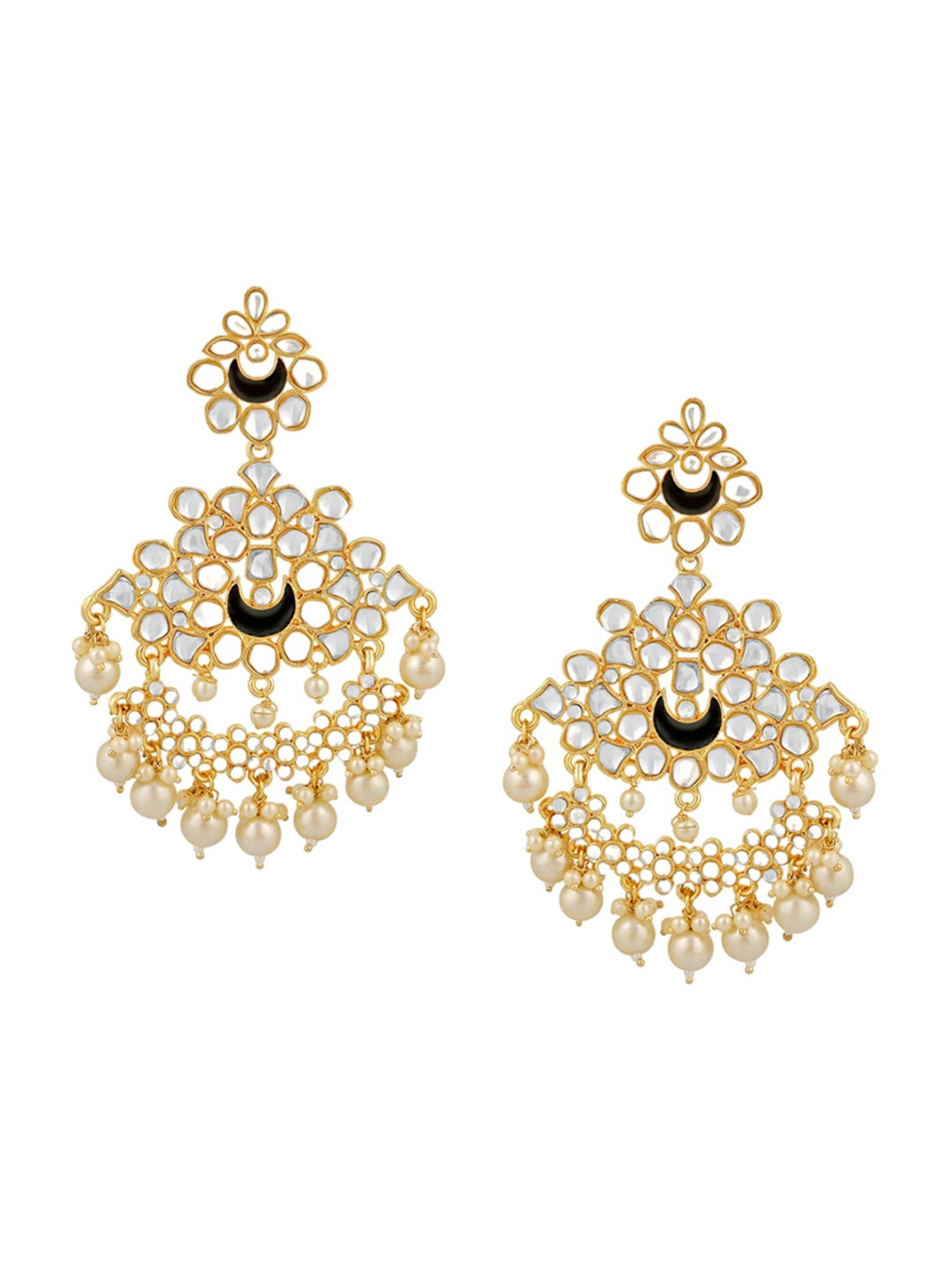 

Stefan Gold-Plated Contemporary Kundan Drop Earrings