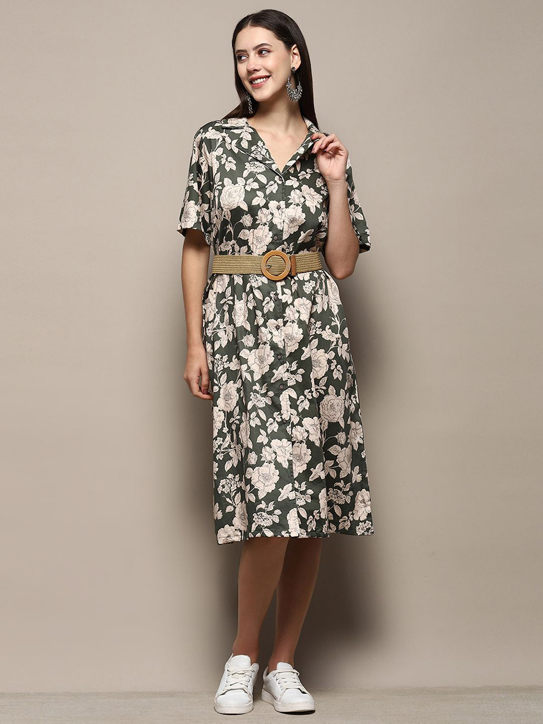 

Biba Floral Printed Shirt Dress, Green