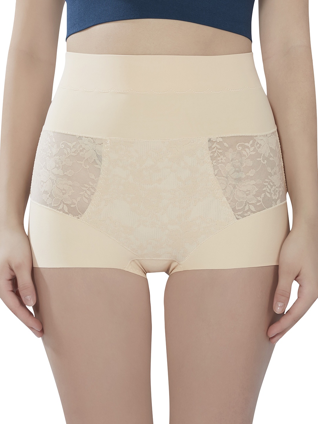 

PLUMBURY Seamless High Waist Tummy Tucker Shapewear Panty, Beige