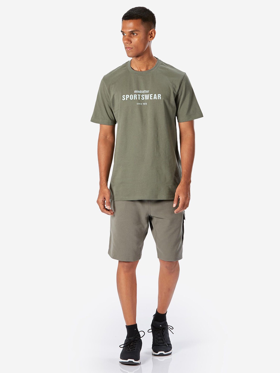 

Domyos By Decathlon Men Typography Printed Round Neck Cotton T-shirt, Green