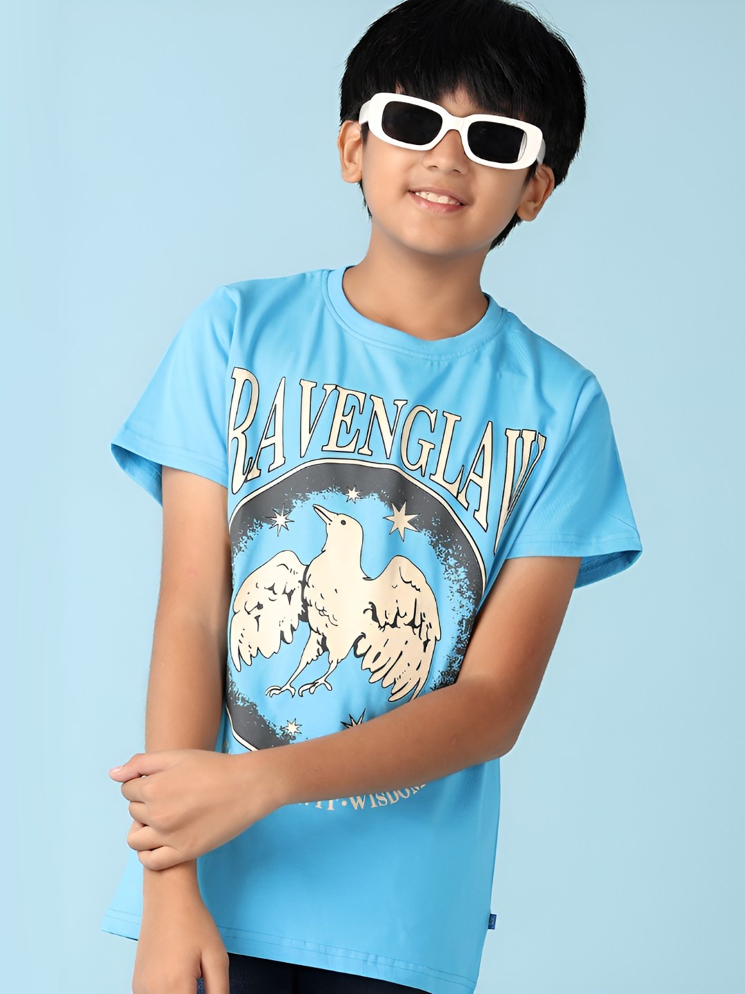 

V-Mart Boys Graphic Printed Round Neck Cotton T-shirt, Blue