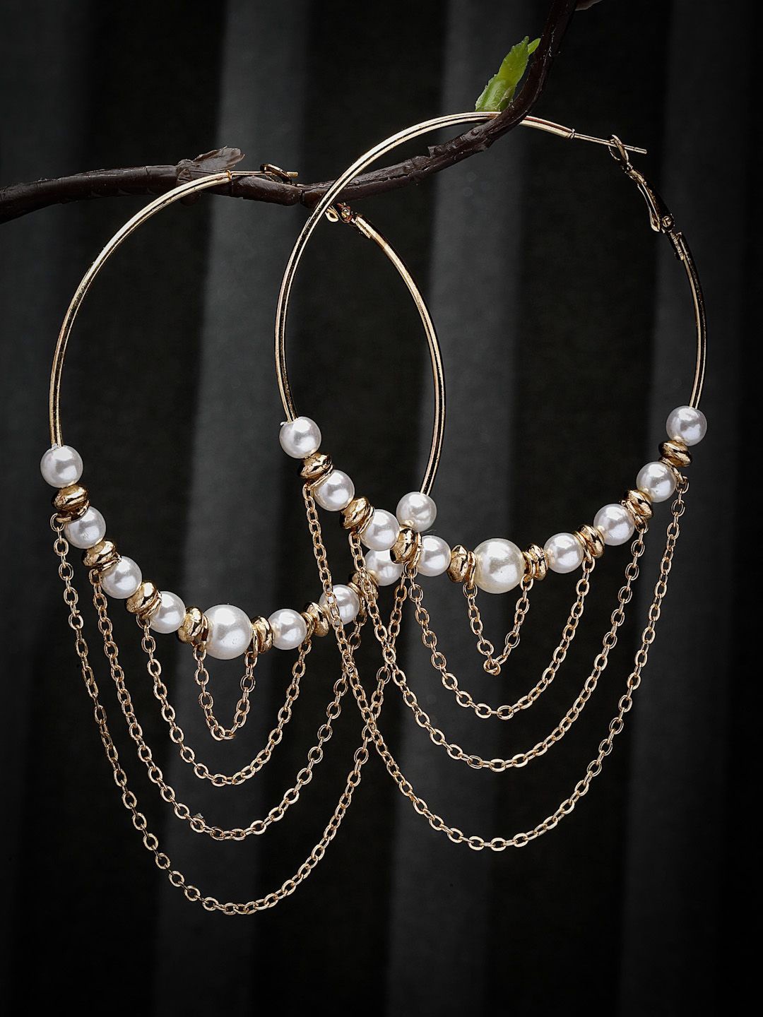 

Sanjog Gold-Plated Circular Beaded Hoop Earrings