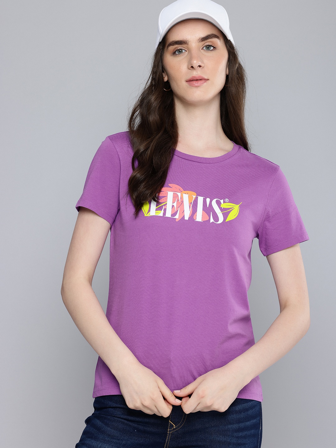 

Levis Brand Logo Printed Pure Cotton T-shirt, Purple