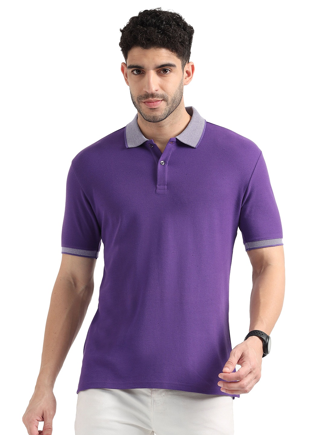 

ECOLINE Clothing Men Polo Collar Bio Finish T-shirt, Purple