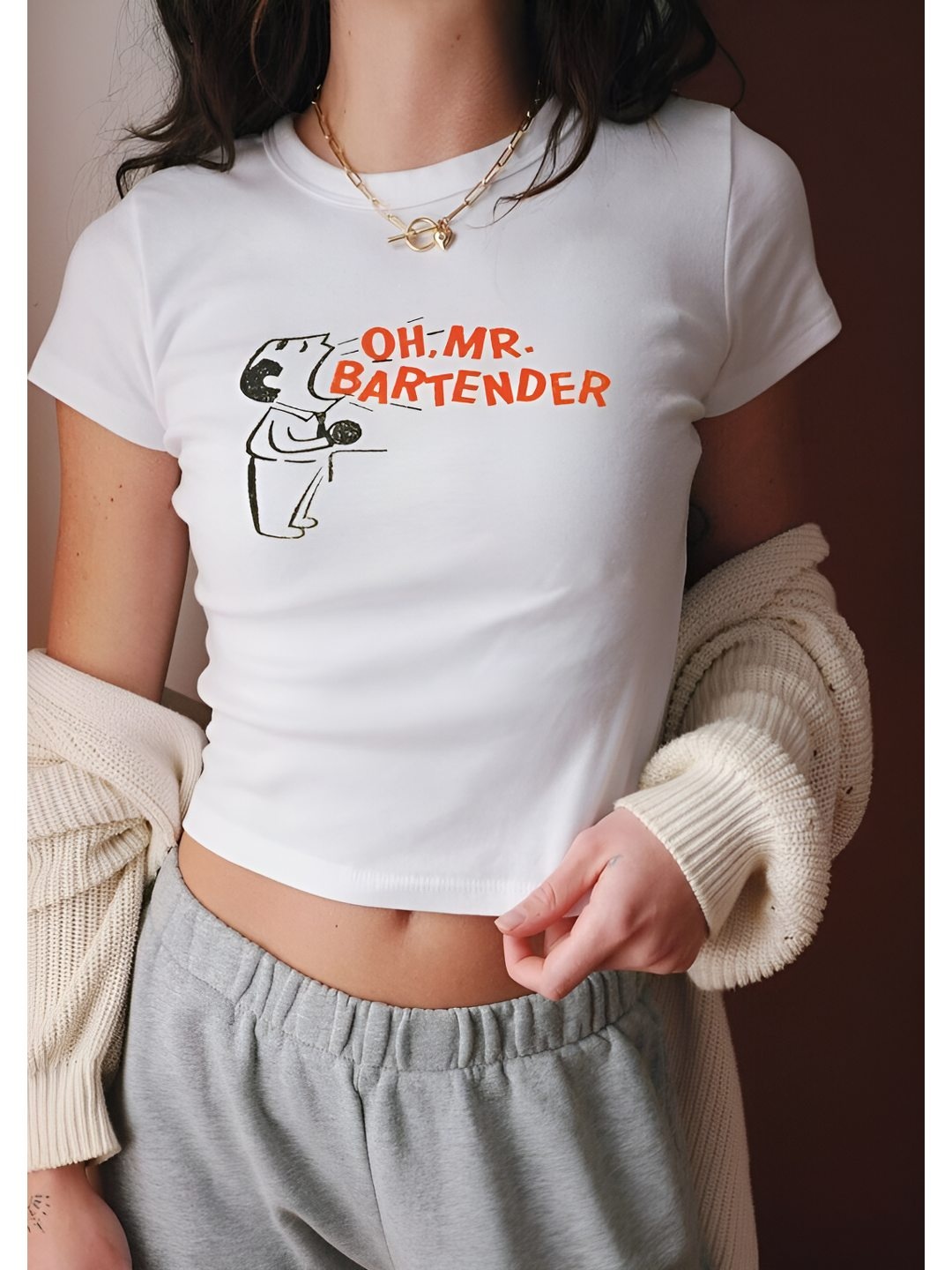 

LULU & SKY Women Typography Printed Round Neck Slim Fit T-shirt, White
