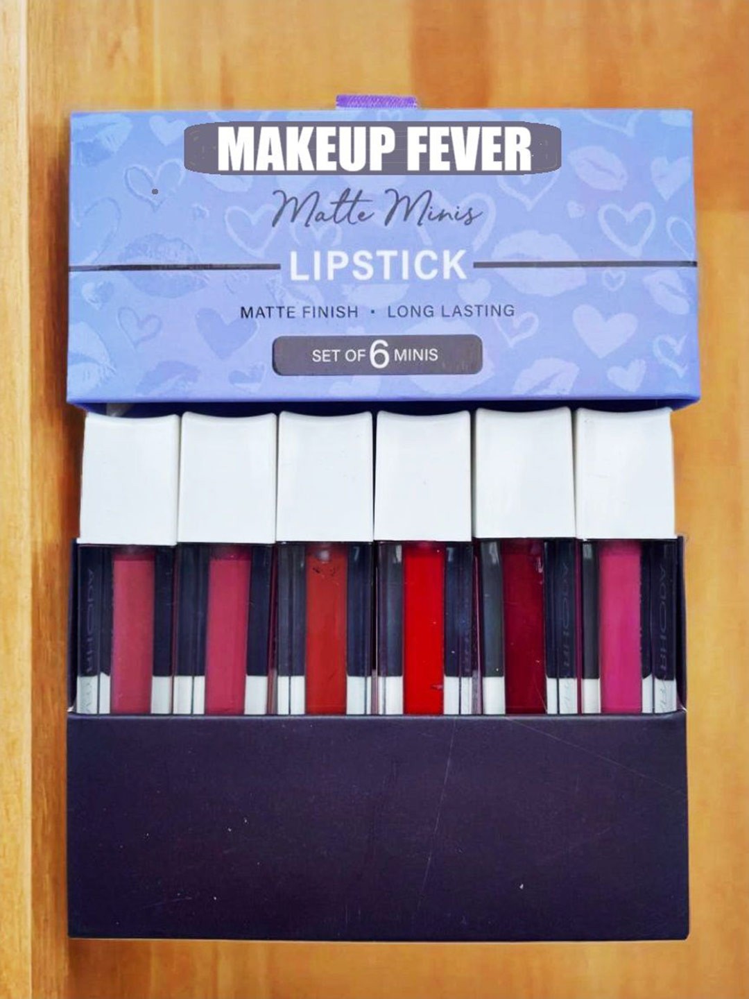 

MAKEUP FEVER Set Of 6 Matte Minis Liquid Lipstick- 1.2 ml Each- HR M-6, Pink