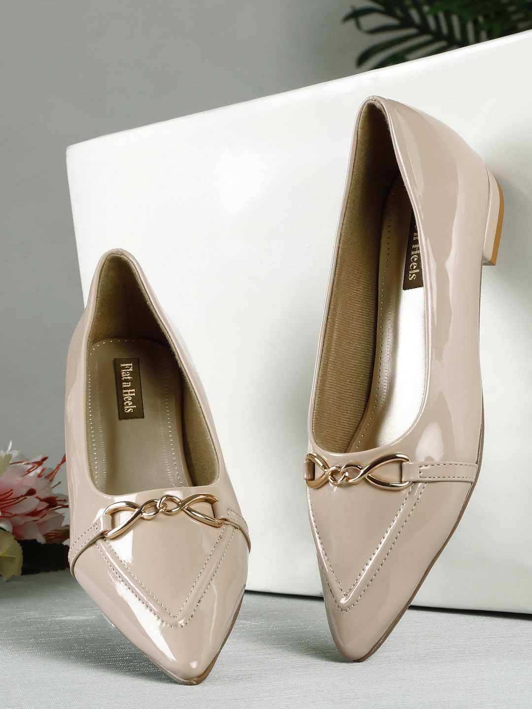 

Flat n Heels Women Pointed Toe Ballerinas Flats, Beige
