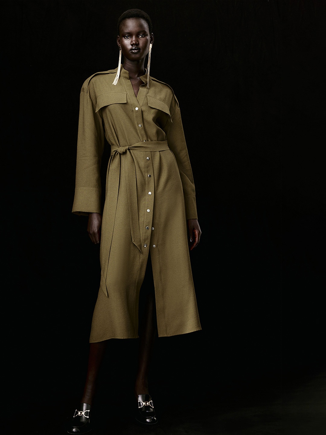 

H&M Tie-Belt Dresses, Khaki
