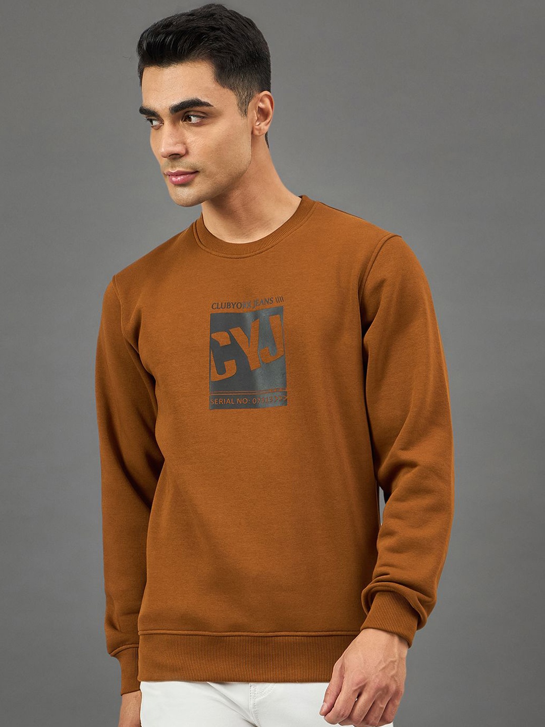 

Club York Men Printed Sweatshirt, Brown