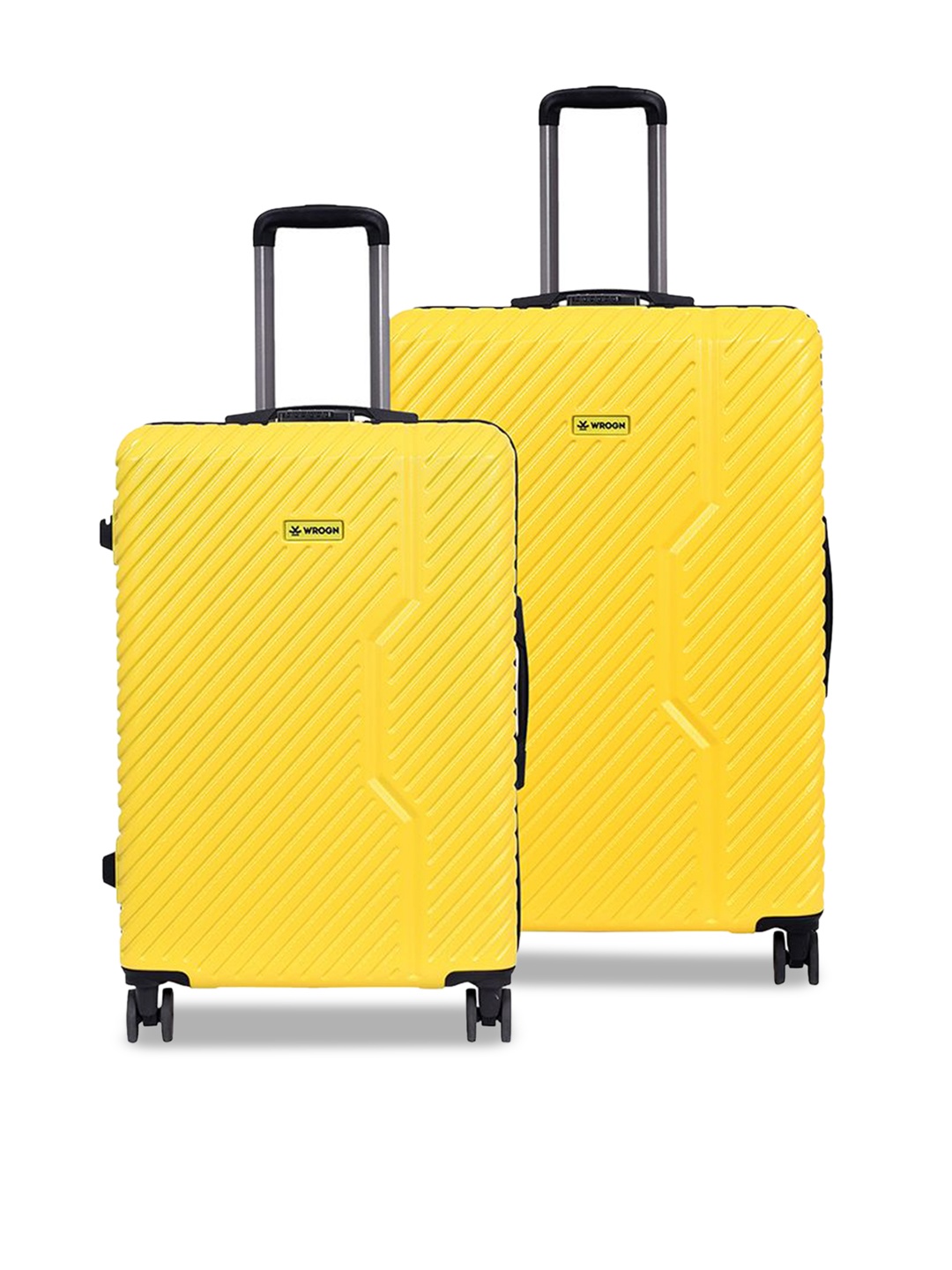 

WROGN Set Of 2 Textured Hard Sided Large & Medium Trolley Bag, Yellow