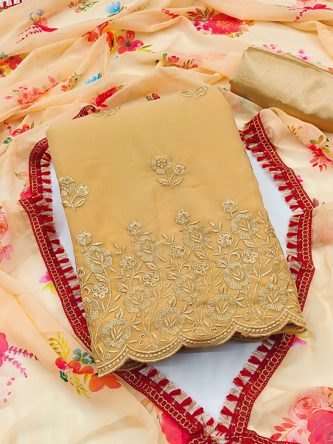 

Maroosh Embroidered Unstitched Dress Material, Yellow